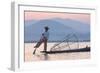 Intha 'Leg Rowing' Fishermen at Sunset on Inle Lake-Lee Frost-Framed Photographic Print