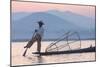 Intha 'Leg Rowing' Fishermen at Sunset on Inle Lake-Lee Frost-Mounted Photographic Print