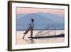 Intha 'Leg Rowing' Fishermen at Sunset on Inle Lake-Lee Frost-Framed Photographic Print