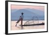 Intha 'Leg Rowing' Fishermen at Sunset on Inle Lake-Lee Frost-Framed Photographic Print