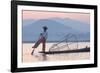 Intha 'Leg Rowing' Fishermen at Sunset on Inle Lake-Lee Frost-Framed Photographic Print