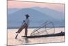 Intha 'Leg Rowing' Fishermen at Sunset on Inle Lake-Lee Frost-Mounted Photographic Print