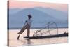 Intha 'Leg Rowing' Fishermen at Sunset on Inle Lake-Lee Frost-Stretched Canvas