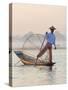 Intha 'Leg Rowing' Fishermen at Sunset on Inle Lake-Lee Frost-Stretched Canvas