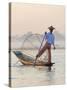 Intha 'Leg Rowing' Fishermen at Sunset on Inle Lake-Lee Frost-Stretched Canvas