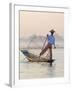 Intha 'Leg Rowing' Fishermen at Sunset on Inle Lake-Lee Frost-Framed Photographic Print