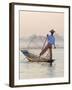 Intha 'Leg Rowing' Fishermen at Sunset on Inle Lake-Lee Frost-Framed Photographic Print