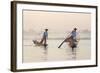 Intha 'Leg Rowing' Fishermen at Sunset on Inle Lake-Lee Frost-Framed Photographic Print