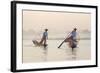 Intha 'Leg Rowing' Fishermen at Sunset on Inle Lake-Lee Frost-Framed Photographic Print