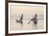 Intha 'Leg Rowing' Fishermen at Sunset on Inle Lake-Lee Frost-Framed Photographic Print