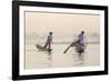 Intha 'Leg Rowing' Fishermen at Sunset on Inle Lake-Lee Frost-Framed Photographic Print