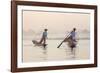 Intha 'Leg Rowing' Fishermen at Sunset on Inle Lake-Lee Frost-Framed Photographic Print