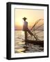 Intha 'Leg Rowing' Fishermen at Sunset on Inle Lake-Lee Frost-Framed Photographic Print