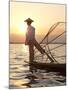 Intha 'Leg Rowing' Fishermen at Sunset on Inle Lake-Lee Frost-Mounted Photographic Print