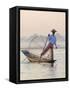 Intha 'Leg Rowing' Fishermen at Sunset on Inle Lake-Lee Frost-Framed Stretched Canvas