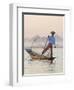 Intha 'Leg Rowing' Fishermen at Sunset on Inle Lake-Lee Frost-Framed Photographic Print