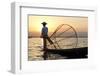 Intha 'Leg Rowing' Fishermen at Sunset on Inle Lake-Lee Frost-Framed Photographic Print