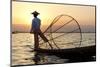 Intha 'Leg Rowing' Fishermen at Sunset on Inle Lake-Lee Frost-Mounted Photographic Print