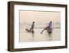 Intha 'Leg Rowing' Fishermen at Sunset on Inle Lake-Lee Frost-Framed Photographic Print