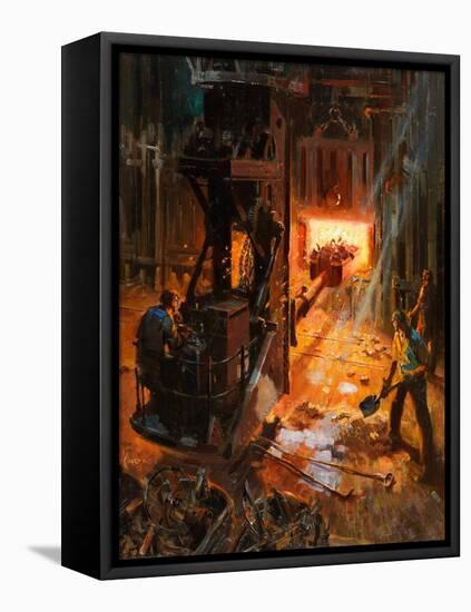 Into the Mouth of Hell (Oil on Board)-Terence Cuneo-Framed Stretched Canvas