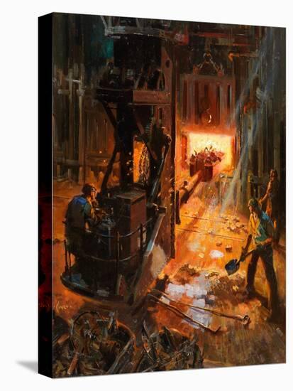 Into the Mouth of Hell (Oil on Board)-Terence Cuneo-Stretched Canvas