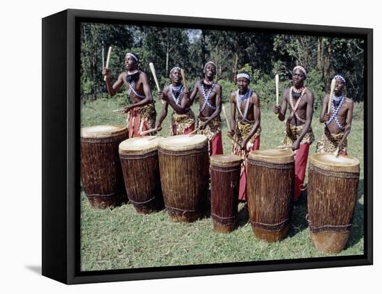 Intore Drummer Plays at Butare,In the Days of Monarchy in Rwanda-Nigel Pavitt-Framed Stretched Canvas