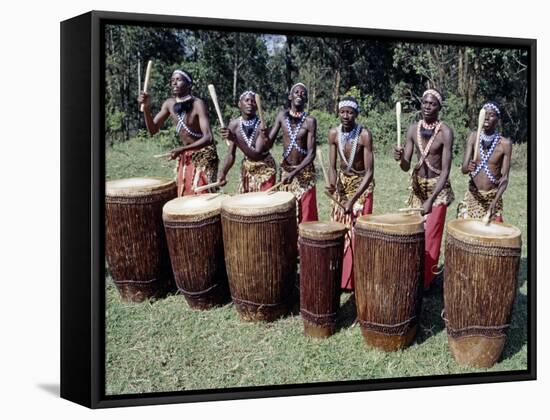 Intore Drummer Plays at Butare,In the Days of Monarchy in Rwanda-Nigel Pavitt-Framed Stretched Canvas