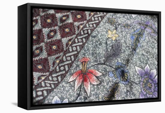 Intricate Batik Wax Resist Floral Pattern on Traditional Javanese Sarong-Annie Owen-Framed Stretched Canvas
