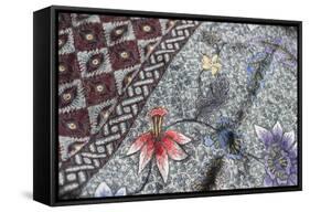 Intricate Batik Wax Resist Floral Pattern on Traditional Javanese Sarong-Annie Owen-Framed Stretched Canvas