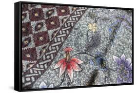 Intricate Batik Wax Resist Floral Pattern on Traditional Javanese Sarong-Annie Owen-Framed Stretched Canvas