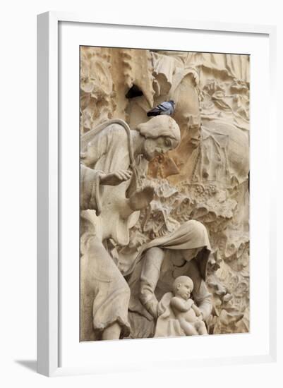 Intricate Carvings on the Nativity Facade of the Sagrada Familia in the Heart of Barcelona, Spain-Paul Dymond-Framed Photographic Print