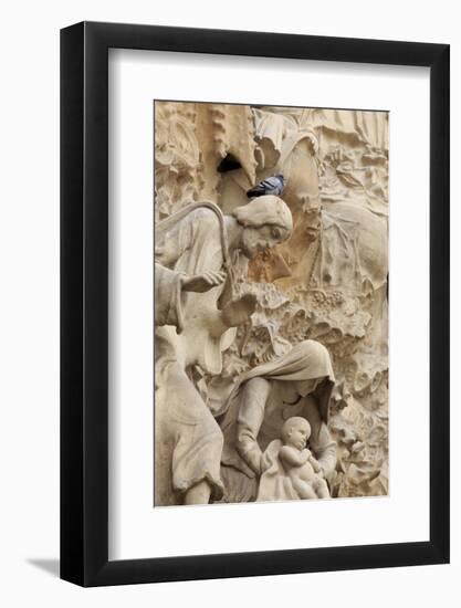 Intricate Carvings on the Nativity Facade of the Sagrada Familia in the Heart of Barcelona, Spain-Paul Dymond-Framed Photographic Print