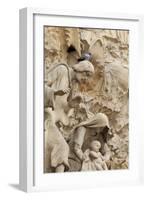 Intricate Carvings on the Nativity Facade of the Sagrada Familia in the Heart of Barcelona, Spain-Paul Dymond-Framed Photographic Print