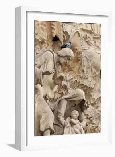 Intricate Carvings on the Nativity Facade of the Sagrada Familia in the Heart of Barcelona, Spain-Paul Dymond-Framed Photographic Print