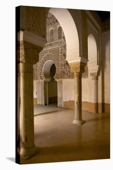 Intricate Islamic Design at Medersa Ben Youssef-Simon Montgomery-Stretched Canvas