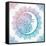 Intricate Ornate Bohemian Crescent Moon with Stars and Mandala . Isolated Vector Illustration. Tatt-Katja Gerasimova-Framed Stretched Canvas