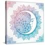 Intricate Ornate Bohemian Crescent Moon with Stars and Mandala . Isolated Vector Illustration. Tatt-Katja Gerasimova-Stretched Canvas