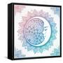 Intricate Ornate Bohemian Crescent Moon with Stars and Mandala . Isolated Vector Illustration. Tatt-Katja Gerasimova-Framed Stretched Canvas