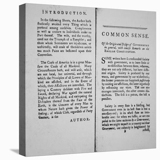 Introduction and First Page of 'Common Sense' by Thomas Paine, 1776-American School-Stretched Canvas