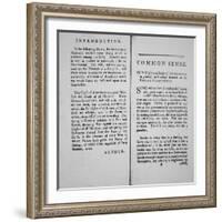 Introduction and First Page of 'Common Sense' by Thomas Paine, 1776-American School-Framed Giclee Print