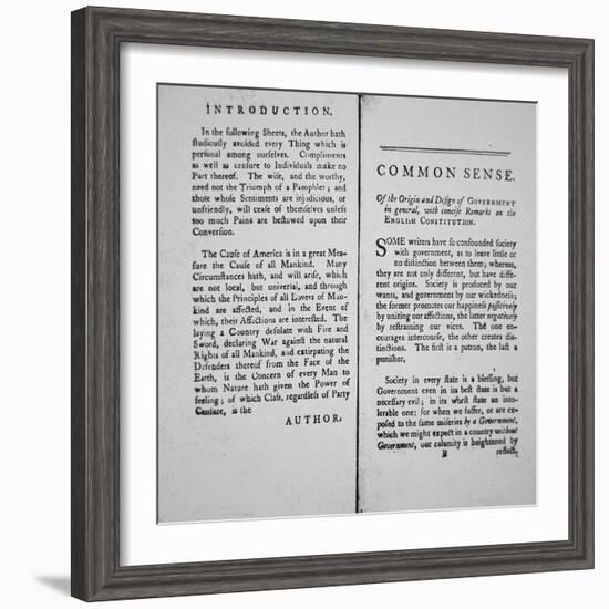 Introduction and First Page of 'Common Sense' by Thomas Paine, 1776-American School-Framed Giclee Print