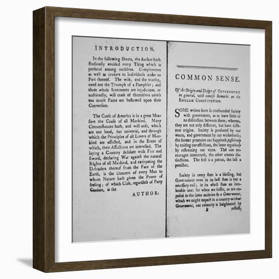 Introduction and First Page of 'Common Sense' by Thomas Paine, 1776-American School-Framed Giclee Print