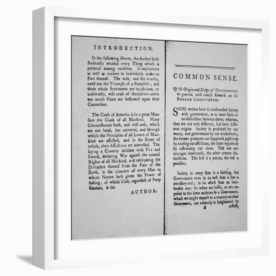 Introduction and First Page of 'Common Sense' by Thomas Paine, 1776-American School-Framed Giclee Print