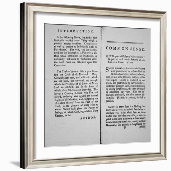 Introduction and First Page of 'Common Sense' by Thomas Paine, 1776-American School-Framed Giclee Print