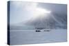 Inuit Hunter and His Dog Team Travelling on the Sea Ice, Greenland, Denmark, Polar Regions-Louise Murray-Stretched Canvas
