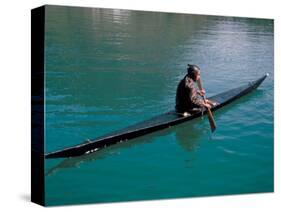 Inuit in Traditional Kayak, Greenland, Polar Regions-David Lomax-Stretched Canvas