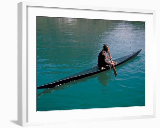 Inuit in Traditional Kayak, Greenland, Polar Regions-David Lomax-Framed Photographic Print