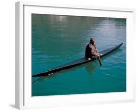 Inuit in Traditional Kayak, Greenland, Polar Regions-David Lomax-Framed Photographic Print