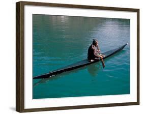 Inuit in Traditional Kayak, Greenland, Polar Regions-David Lomax-Framed Photographic Print