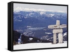 Inuit Inukshuk Stone Statue, Whistler Mountain Resort-Christian Kober-Framed Stretched Canvas